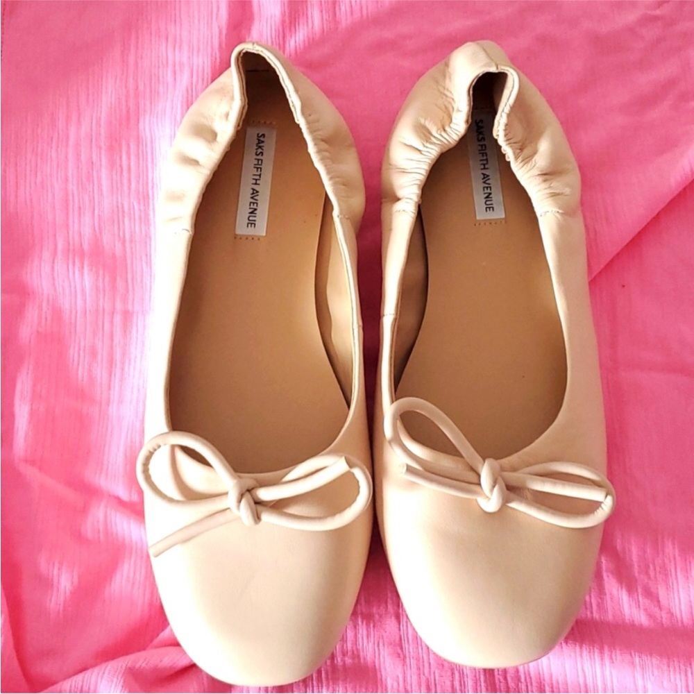 Saks Fifth Avenue Cream Ballet Flats 8